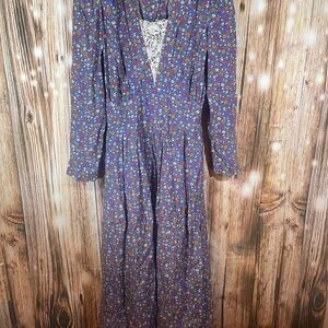 Vintage Melissa Harper 80s Prairie Cottagecore Floral Dress Modest Purple Size 8